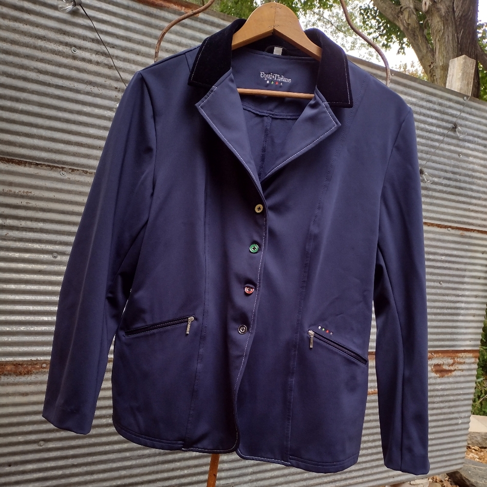 Equi-theme 4 button French sport coat, dressage or jumpers navy